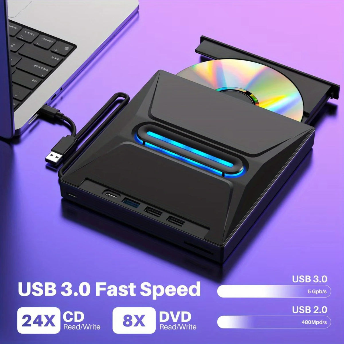 3-in-1 External CD/DVD Drive