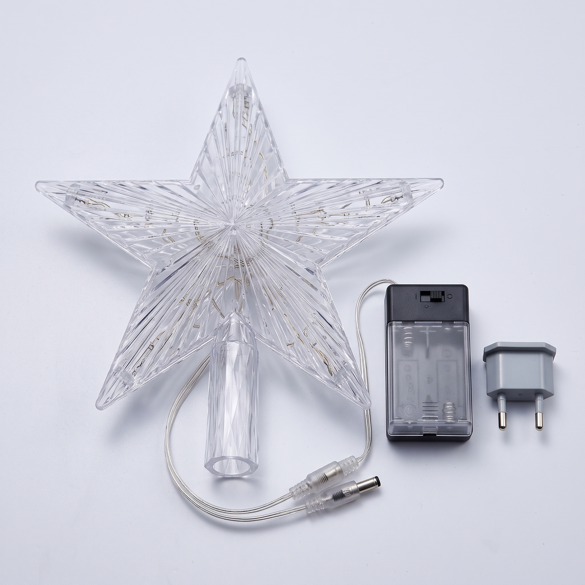 Kerstboompiek Ster - LED Piek van Acryl in Warm Wit of Meerkleurig
