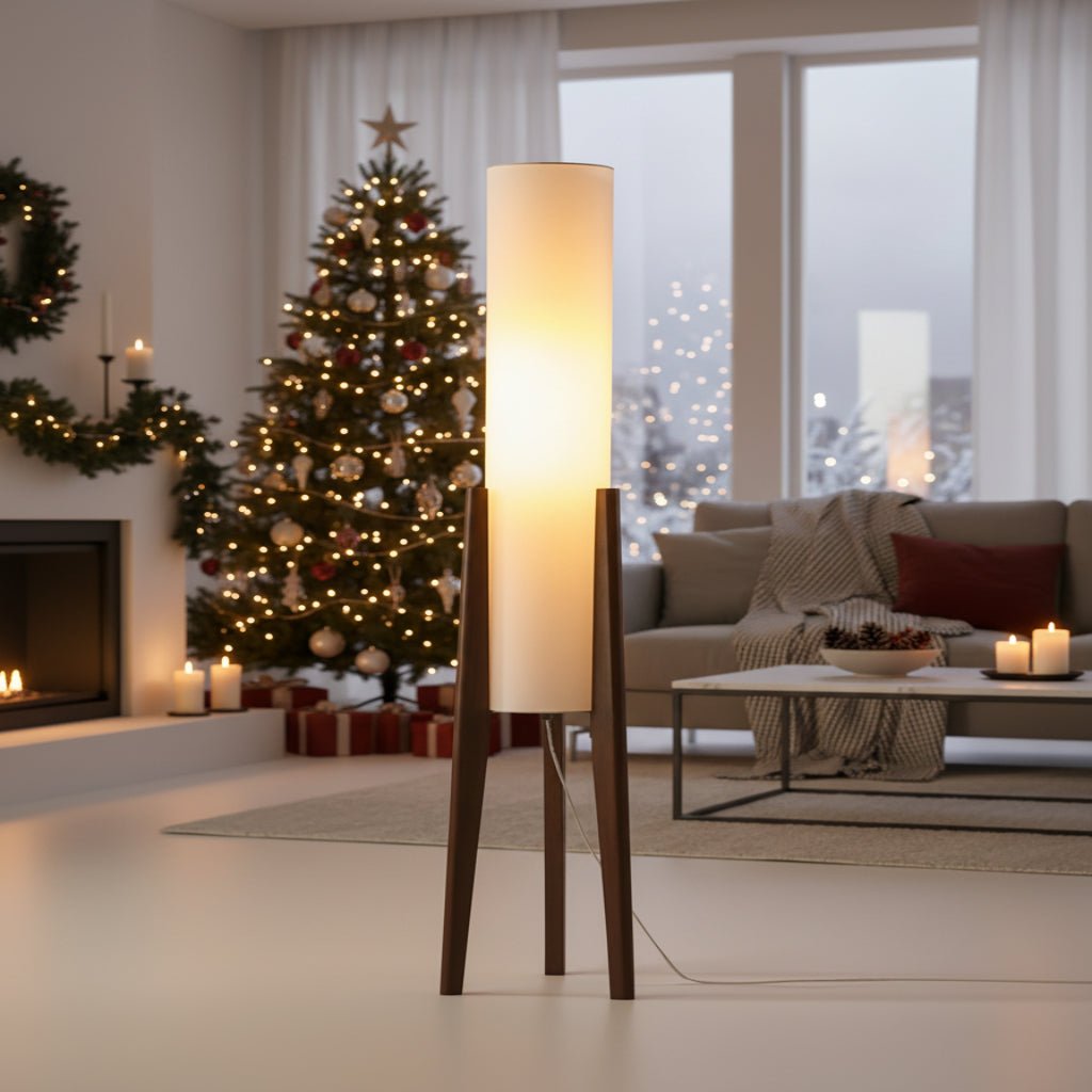 LIGNELUX – Scandinavische vloerlamp van walnotenhout met dimbare LED-verlichting