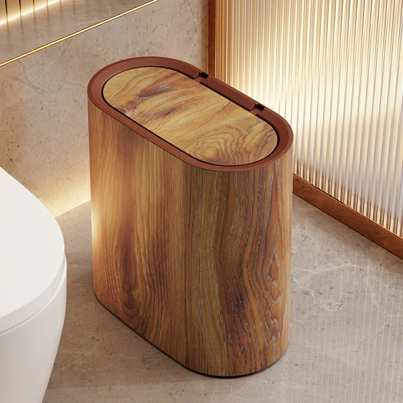 Marble-Pattern Trash Can with Lid