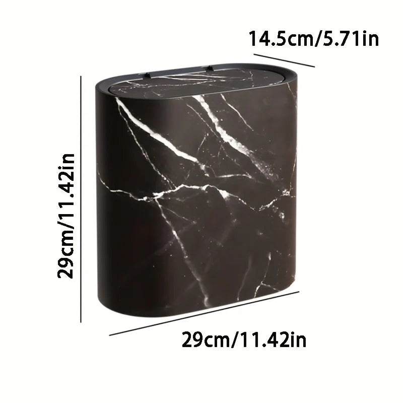 Marble-Pattern Trash Can with Lid