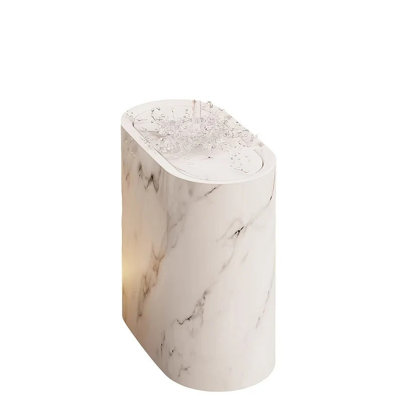 Marble-Pattern Trash Can with Lid