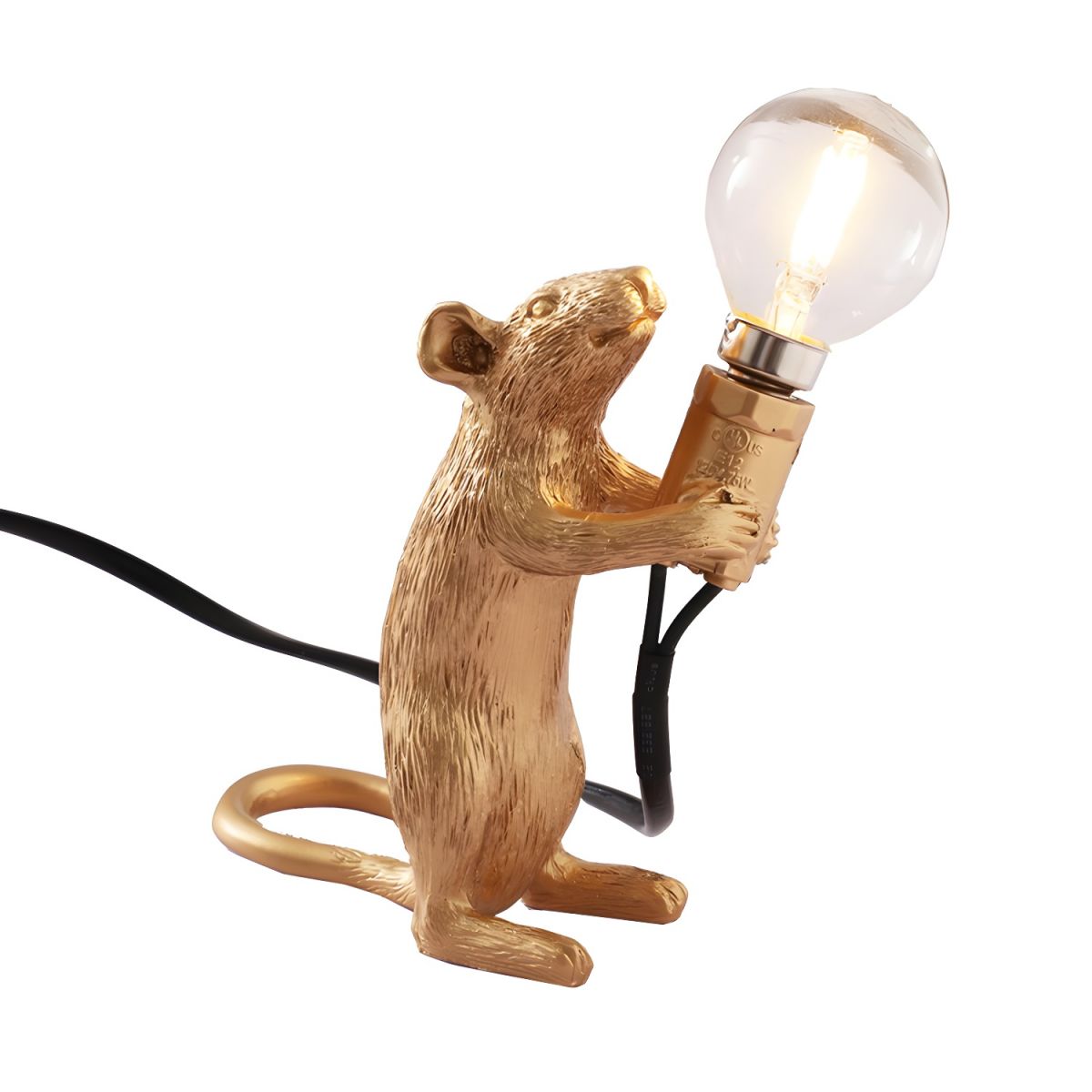 Tafellamp met Gouden Muis van Hars in Scandinavische Stijl