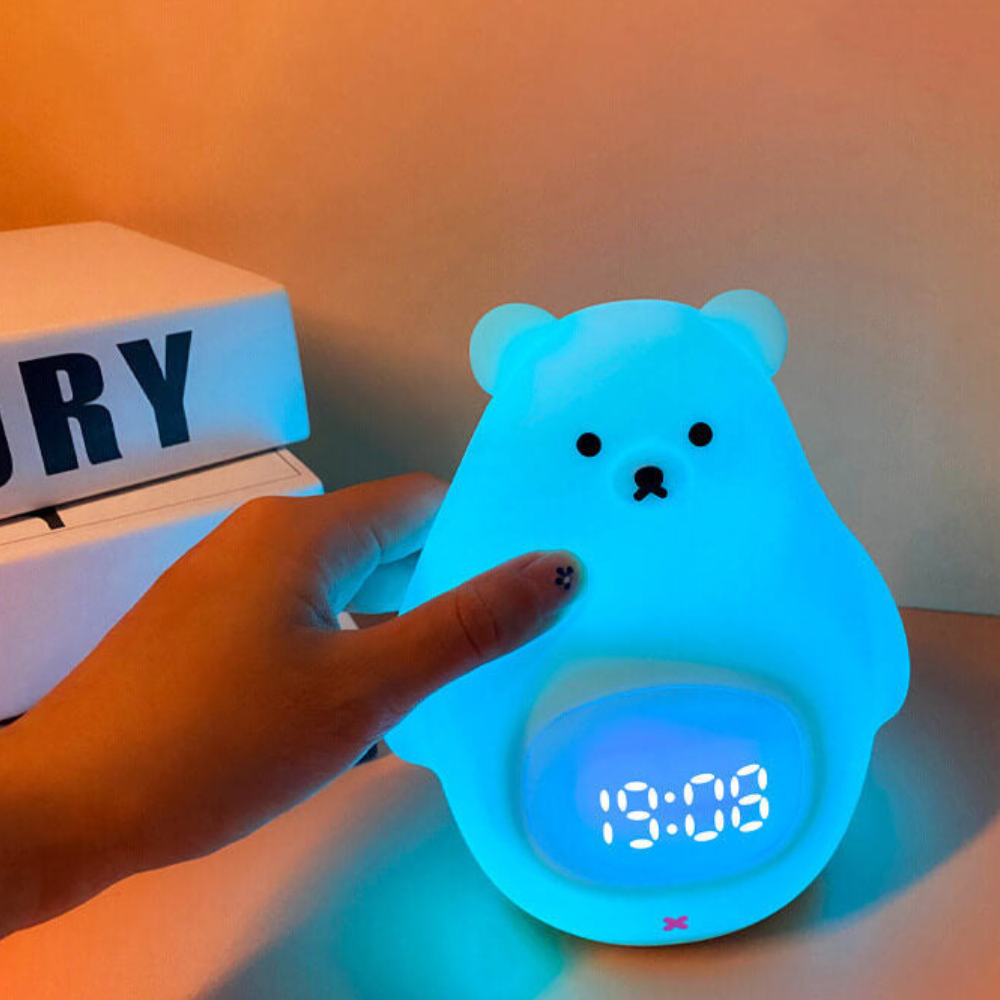 Polar Bear Night Light Alarm Clock with Soft LED Illumination