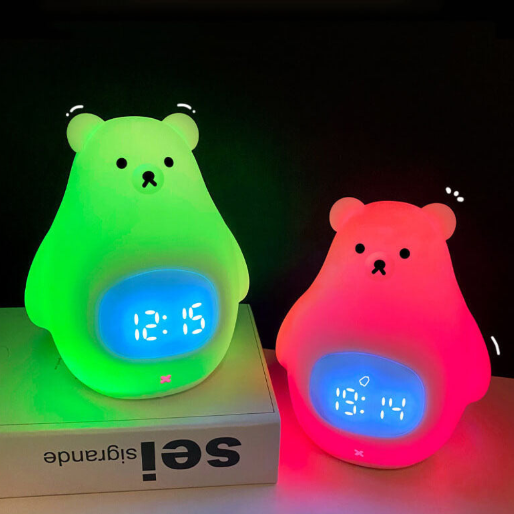 Polar Bear Night Light Alarm Clock with Soft LED Illumination