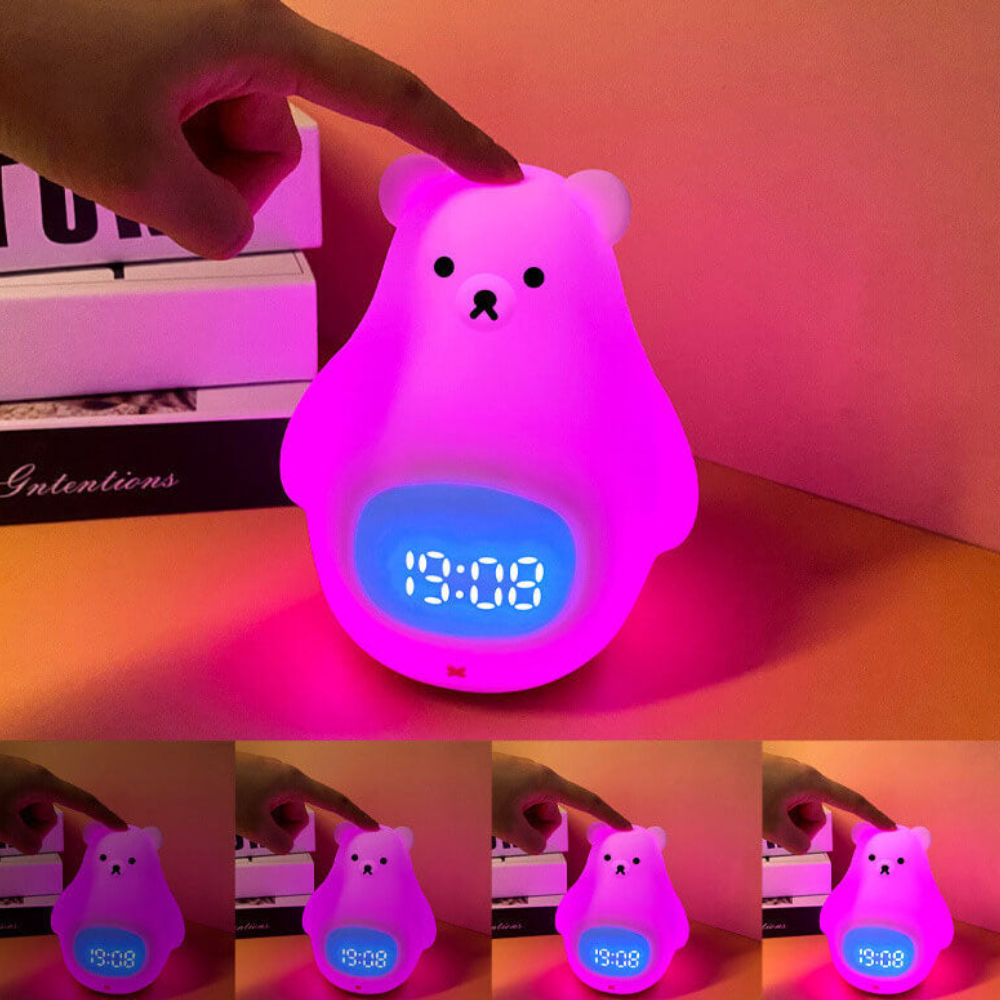 Polar Bear Night Light Alarm Clock with Soft LED Illumination