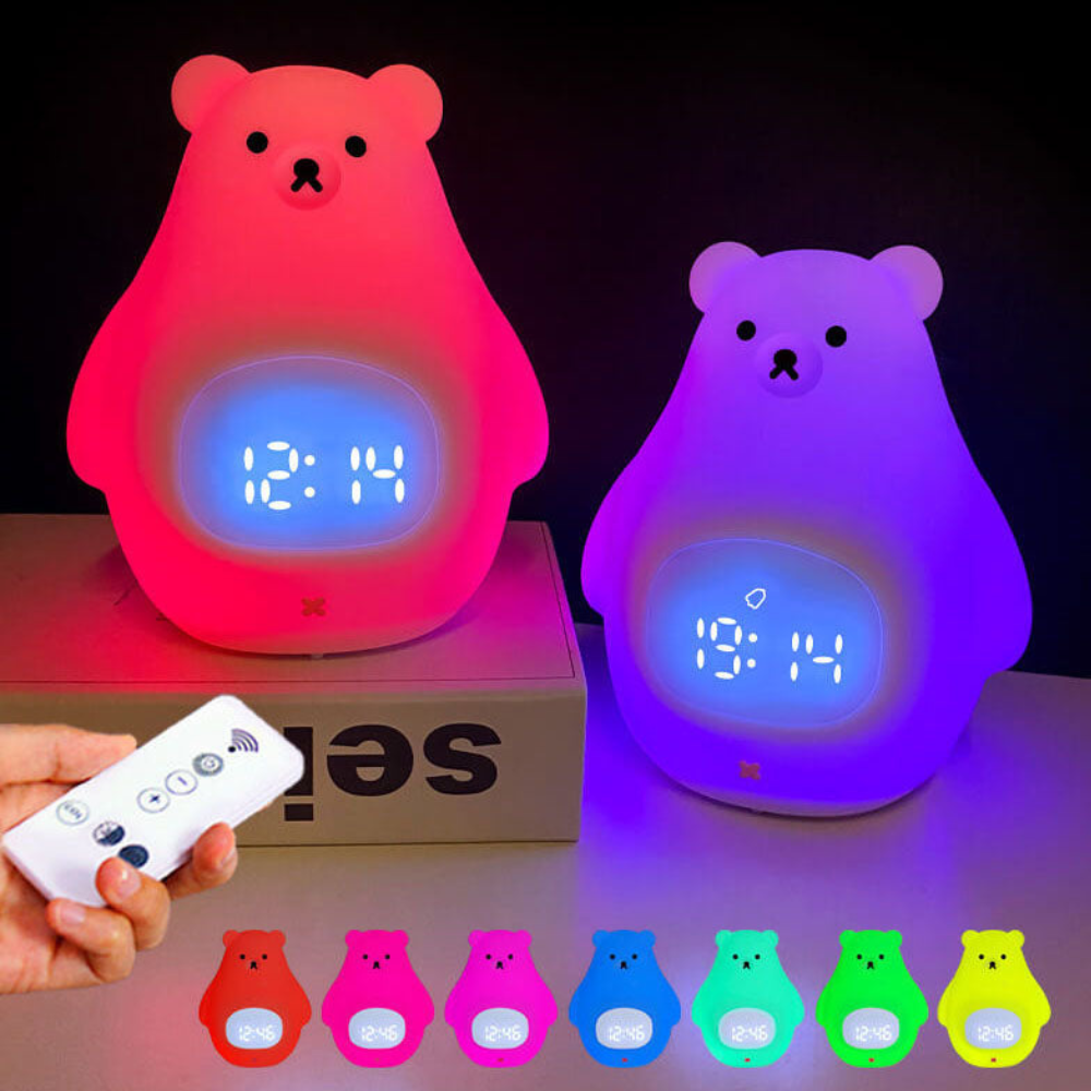 Polar Bear Night Light Alarm Clock with Soft LED Illumination