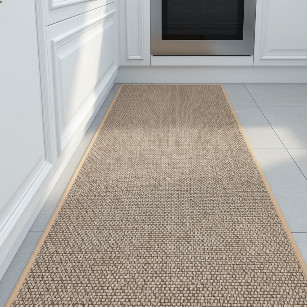 PureStep - Woven Kitchen Mat with Non-Slip Rubber Backing, Washable & Water Absorbent Floor Rug for Modern Home Decor