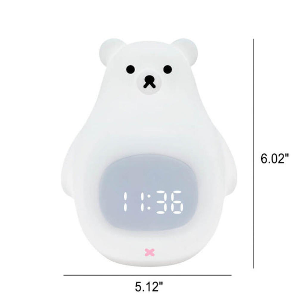 Polar Bear Night Light Alarm Clock with Soft LED Illumination