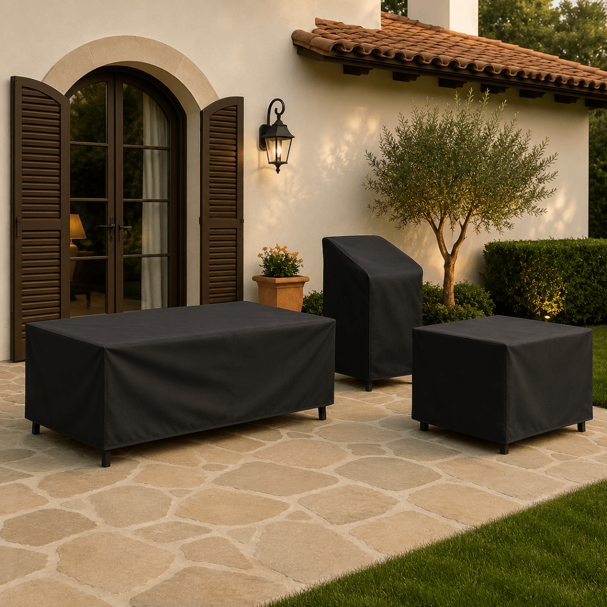 PATIOSHIELD – Weatherproof furniture cover with UV and rain protection