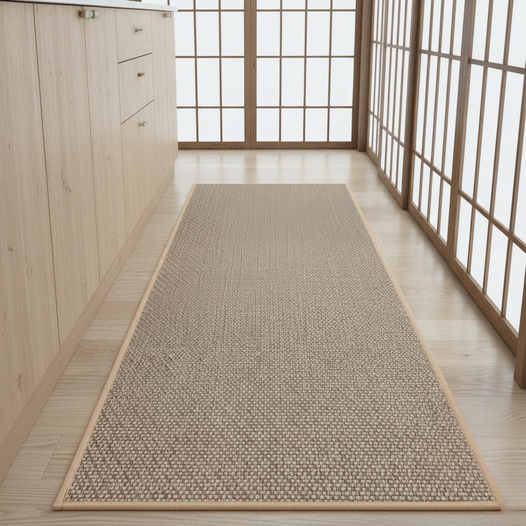 PureStep - Woven Kitchen Mat with Non-Slip Rubber Backing, Washable & Water Absorbent Floor Rug for Modern Home Decor