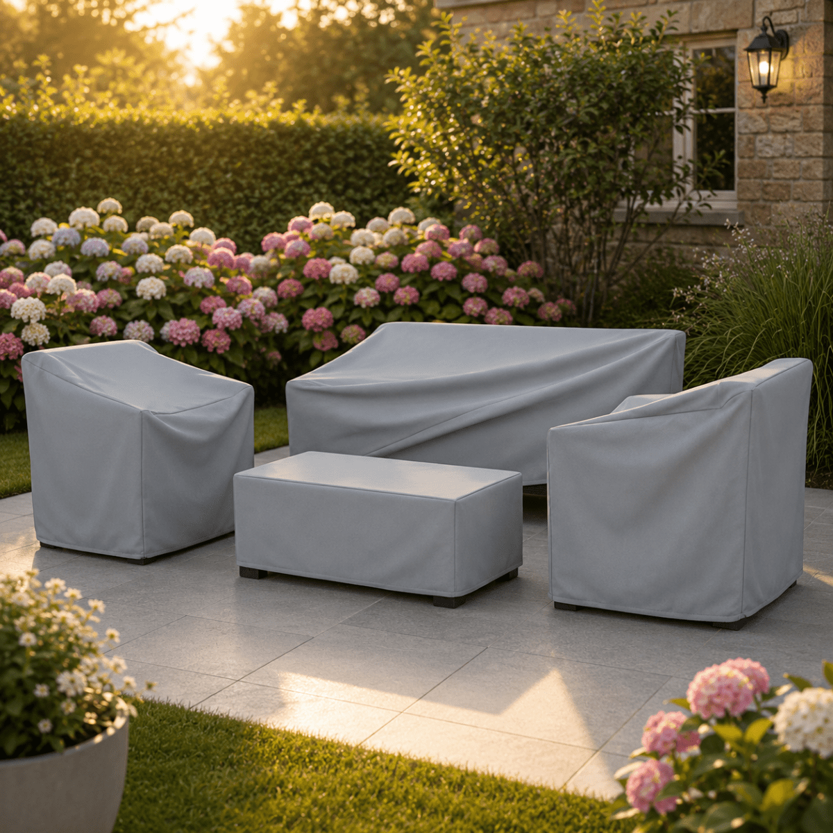 PATIOSHIELD – Weatherproof furniture cover with UV and rain protection