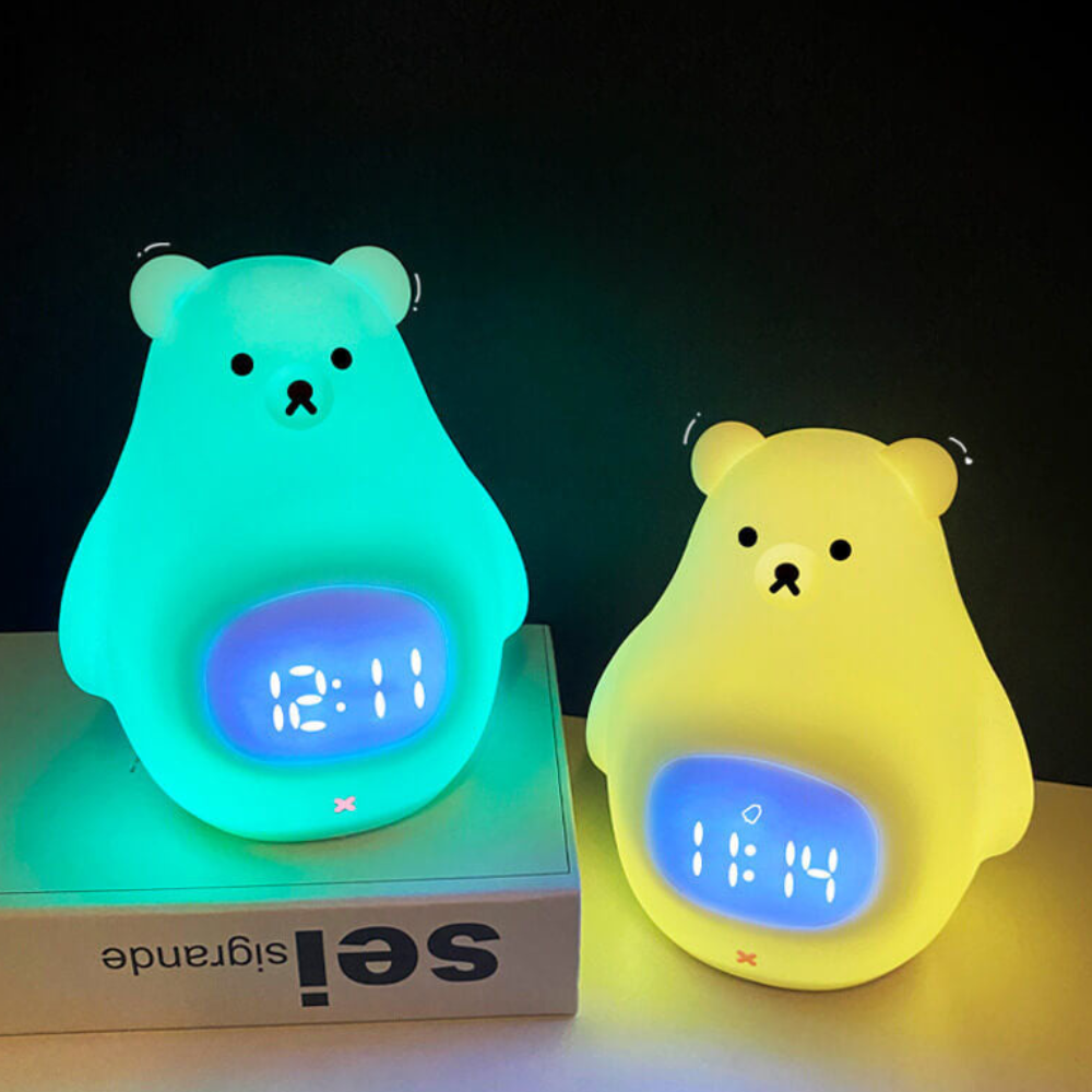 Polar Bear Night Light Alarm Clock with Soft LED Illumination