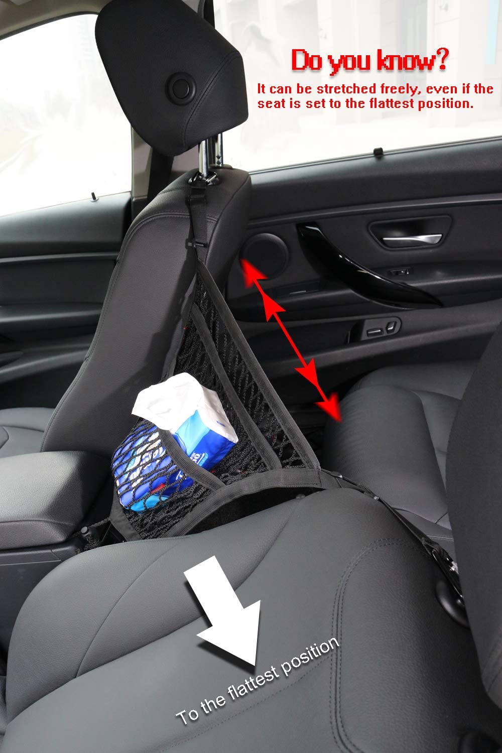 Three-Layer Nylon Car Seat Mesh Organiser with Two Pockets