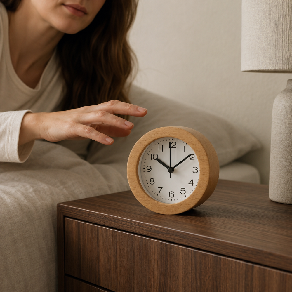 Elegant Wooden Analog Alarm Clock with Silent Quartz Movement