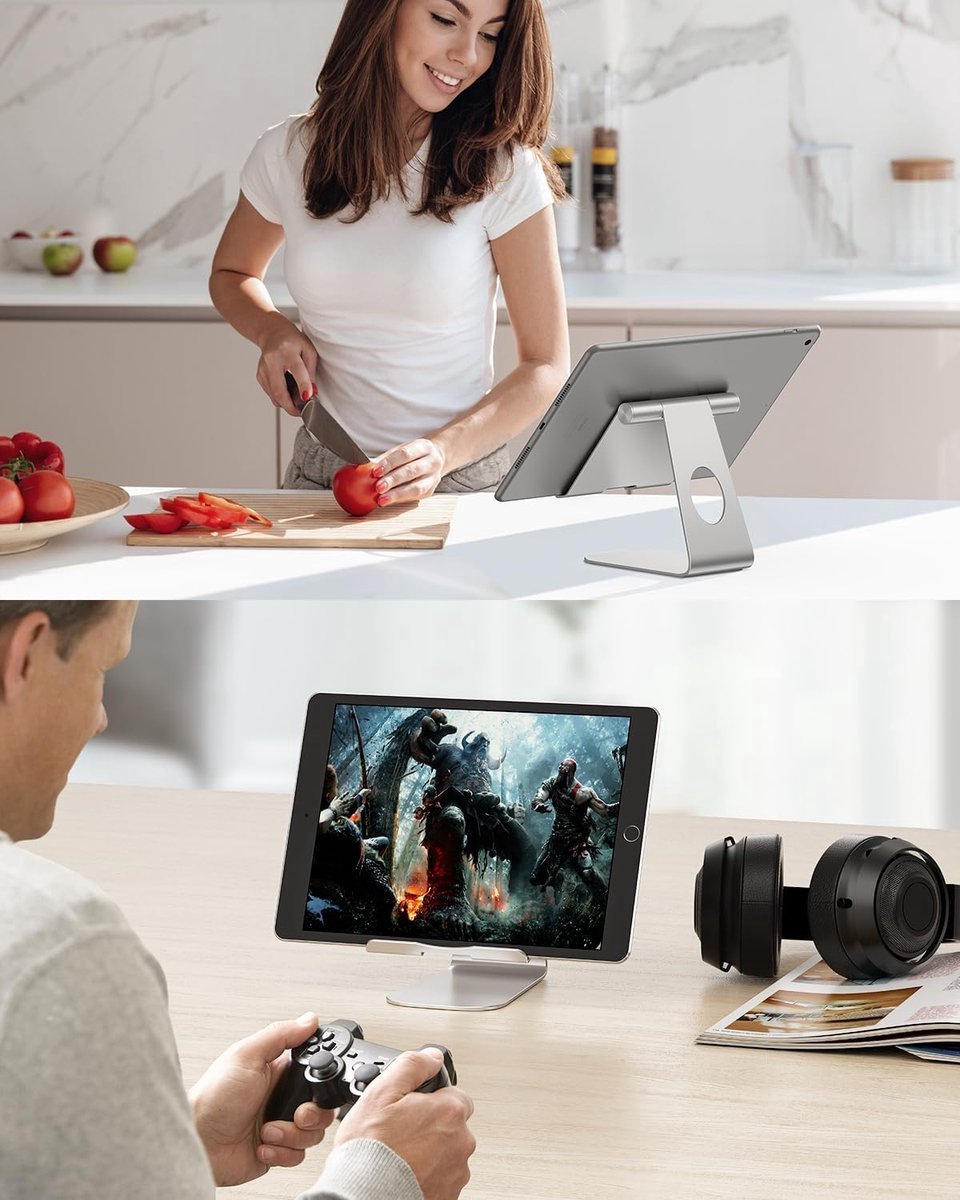 Tabletstandaard verstelbaar - Inklapbaar - Aluminium - Zilver - 4 tot 13 inch