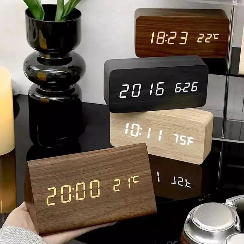 TIMBERGLOW LED Alarm Clock – Digital & Stylish in Natural Wood Design