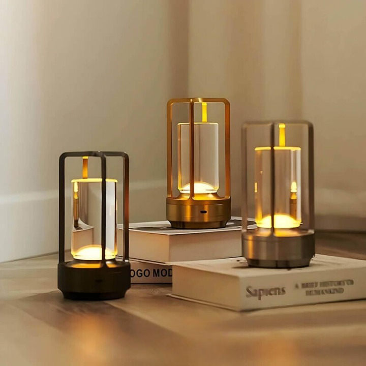 Auralight™ draadloze glazen tafellamp – dimbaar en spatwaterbestendig