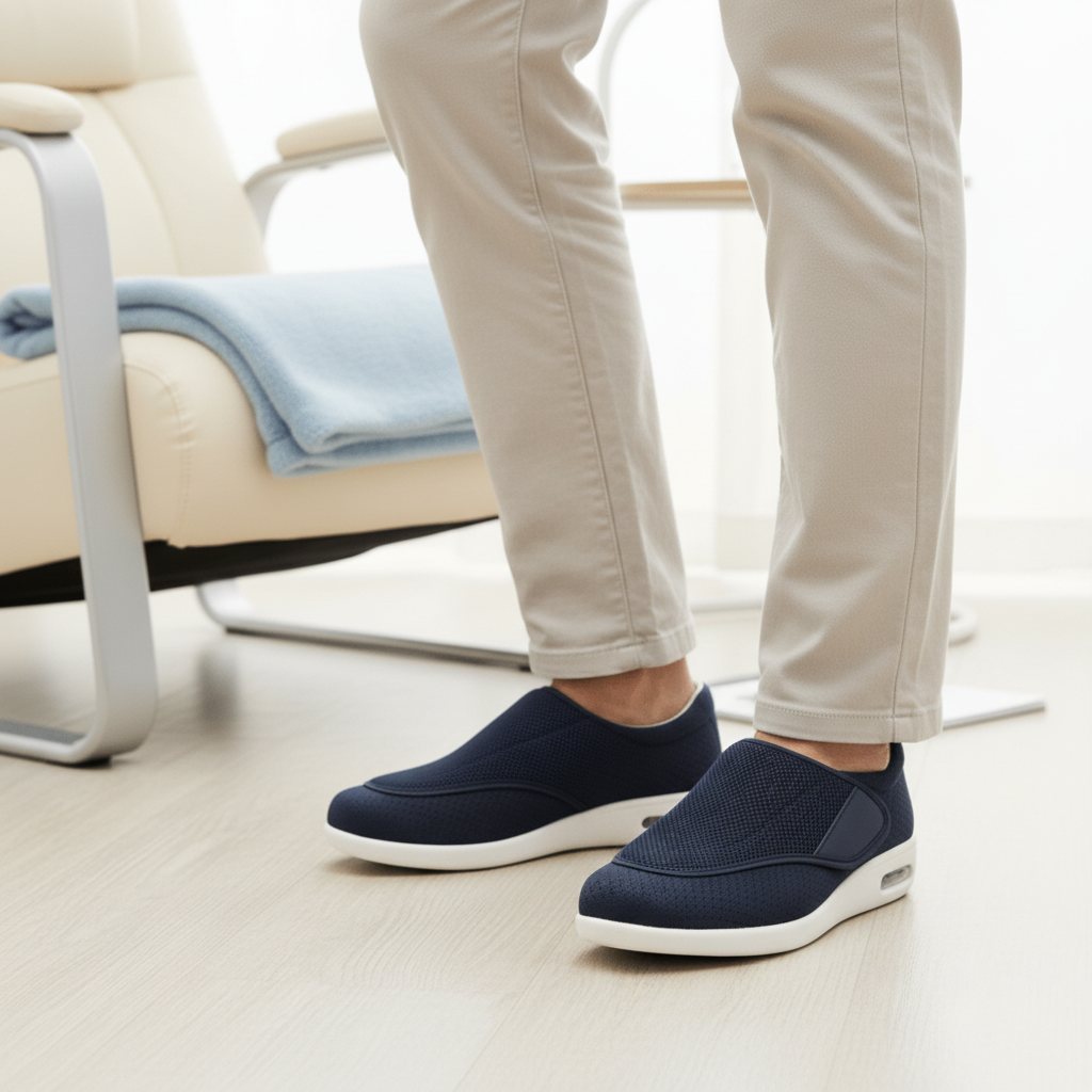 Diabetic shoes with memory foam and a zero-drop design