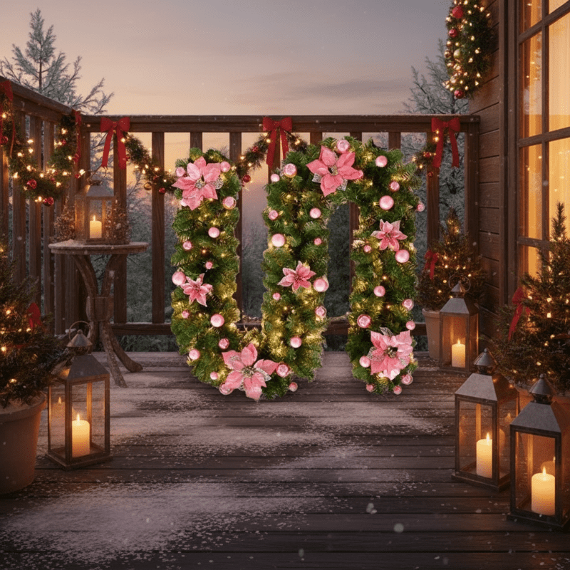 Illuminated Christmas garland made of rattan with warm-white LED lights, 2.7 m