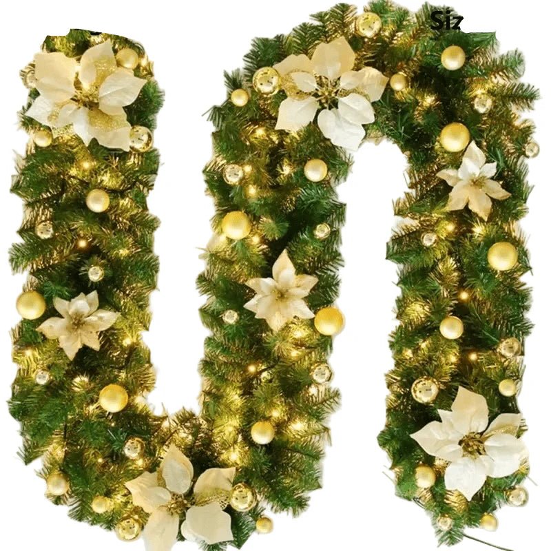 Illuminated Christmas garland made of rattan with warm-white LED lights, 2.7 m