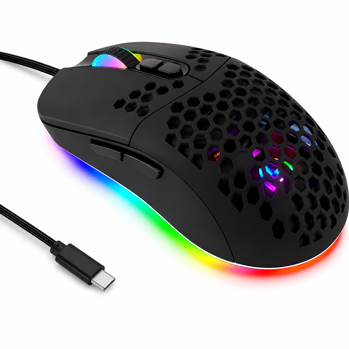 RGB gaming muis - 7200 DPI - 7 knoppen - USB-C - 1,8 meter kabel | TOJ