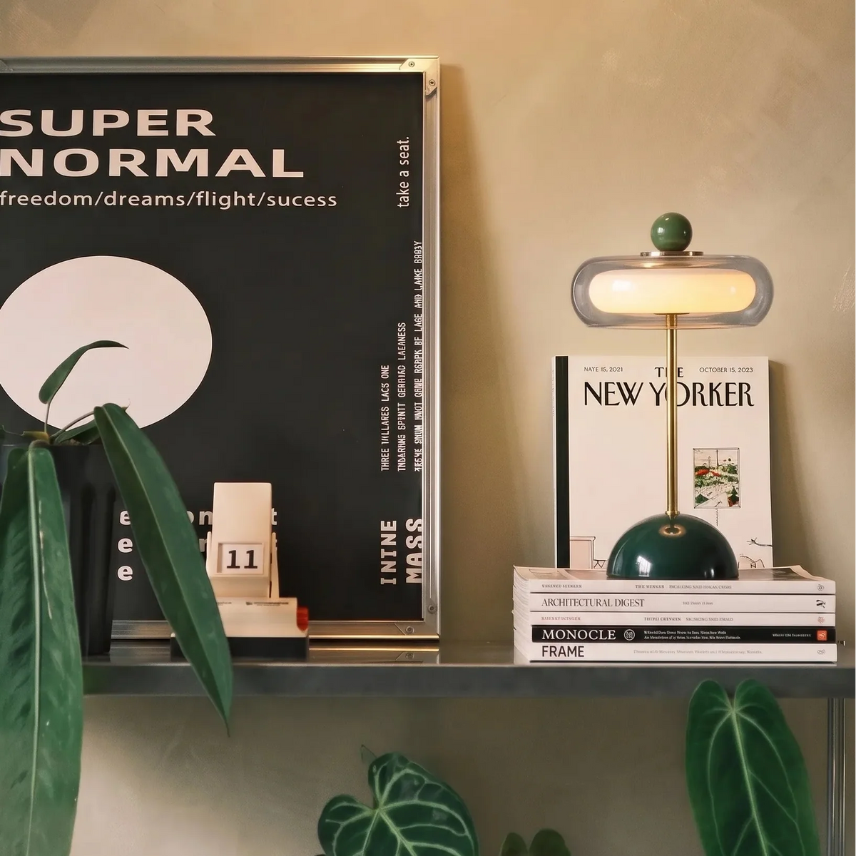Rechargeable Mushroom Glass Table Lamp