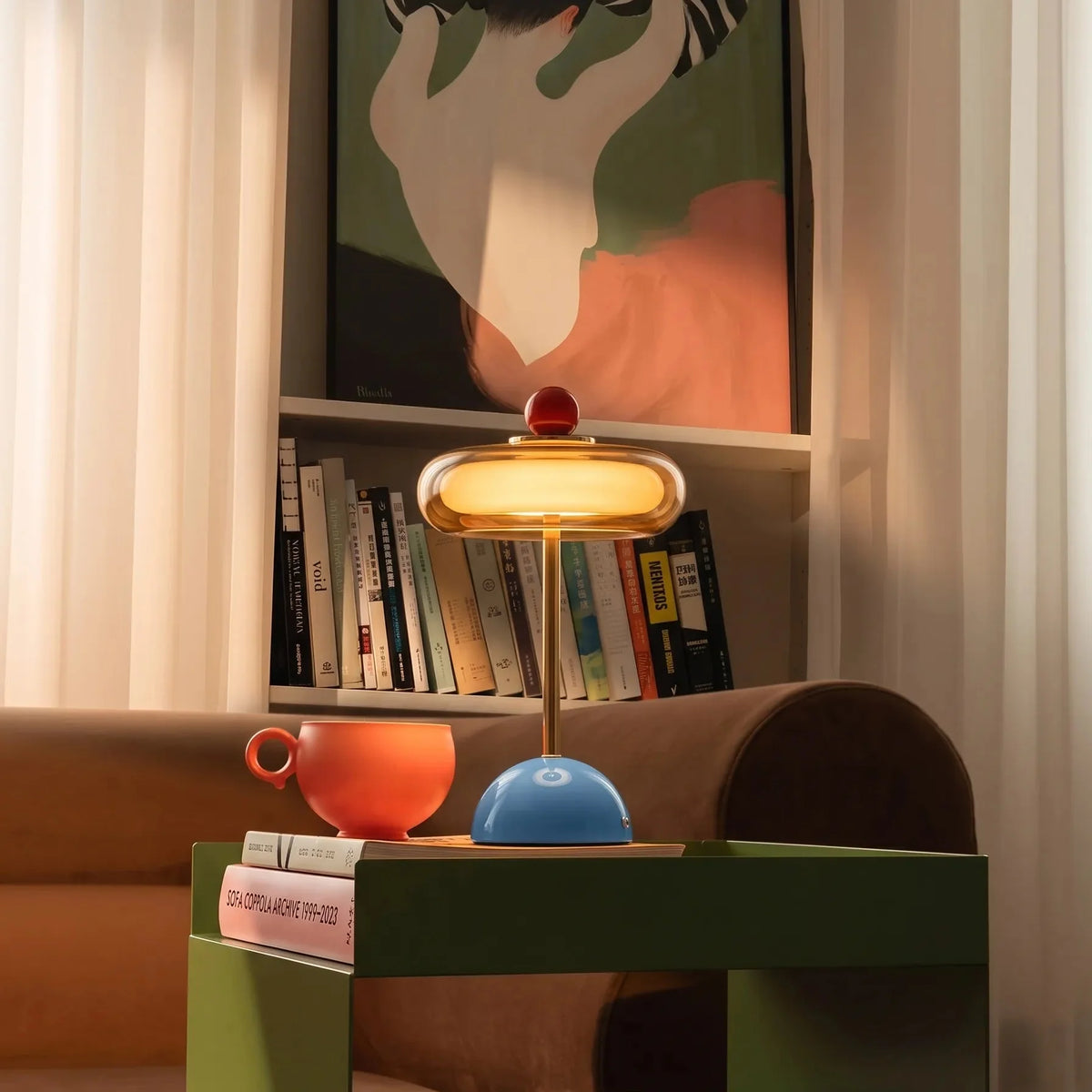 Rechargeable Mushroom Glass Table Lamp