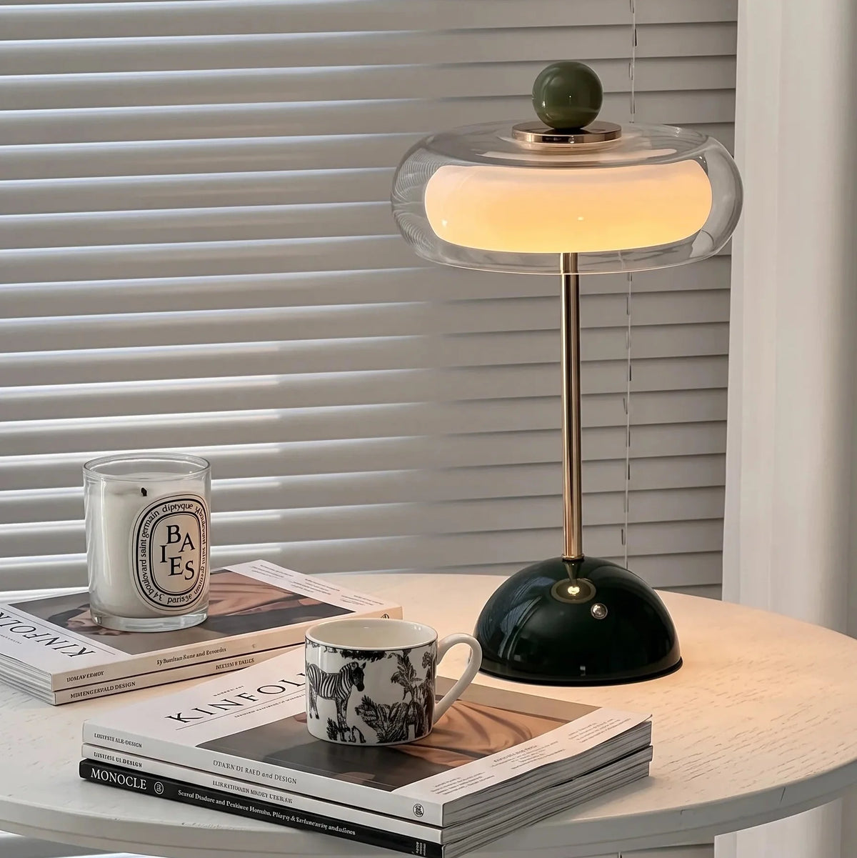 Rechargeable Mushroom Glass Table Lamp