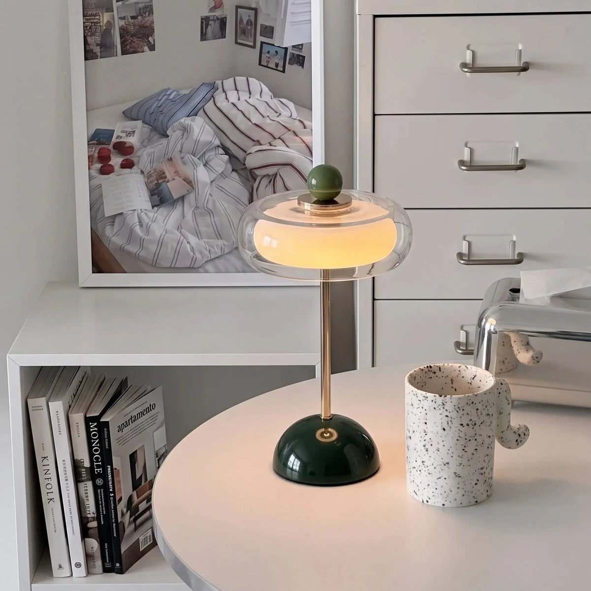 Rechargeable Mushroom Glass Table Lamp