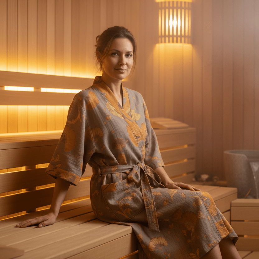 LEAFKIMONO – Reversible Kimono Bathrobe made of Cotton for Natural Comfort