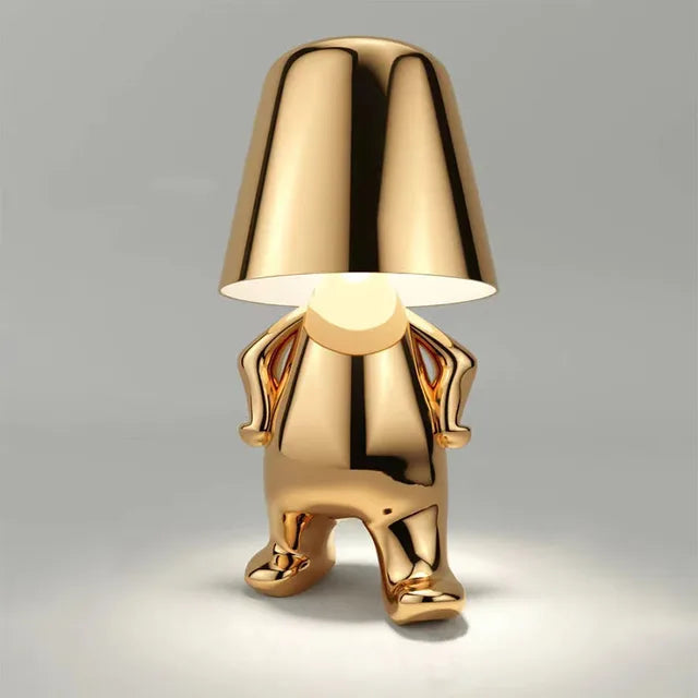 LuxeGlow™ gouden vloerlamp met artistiek mensfiguur