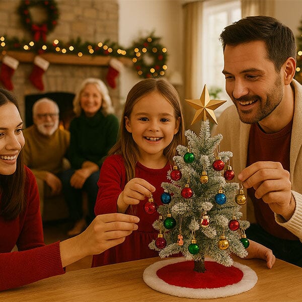 Pre-Decorated Tabletop Christmas Tree (60 cm) with Complete Ornament Set