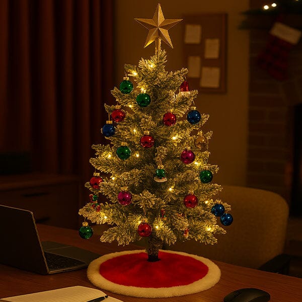 Pre-Decorated Tabletop Christmas Tree (60 cm) with Complete Ornament Set