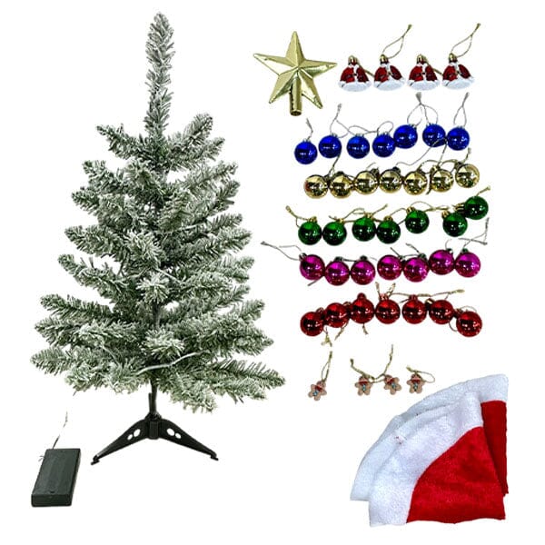 Pre-Decorated Tabletop Christmas Tree (60 cm) with Complete Ornament Set
