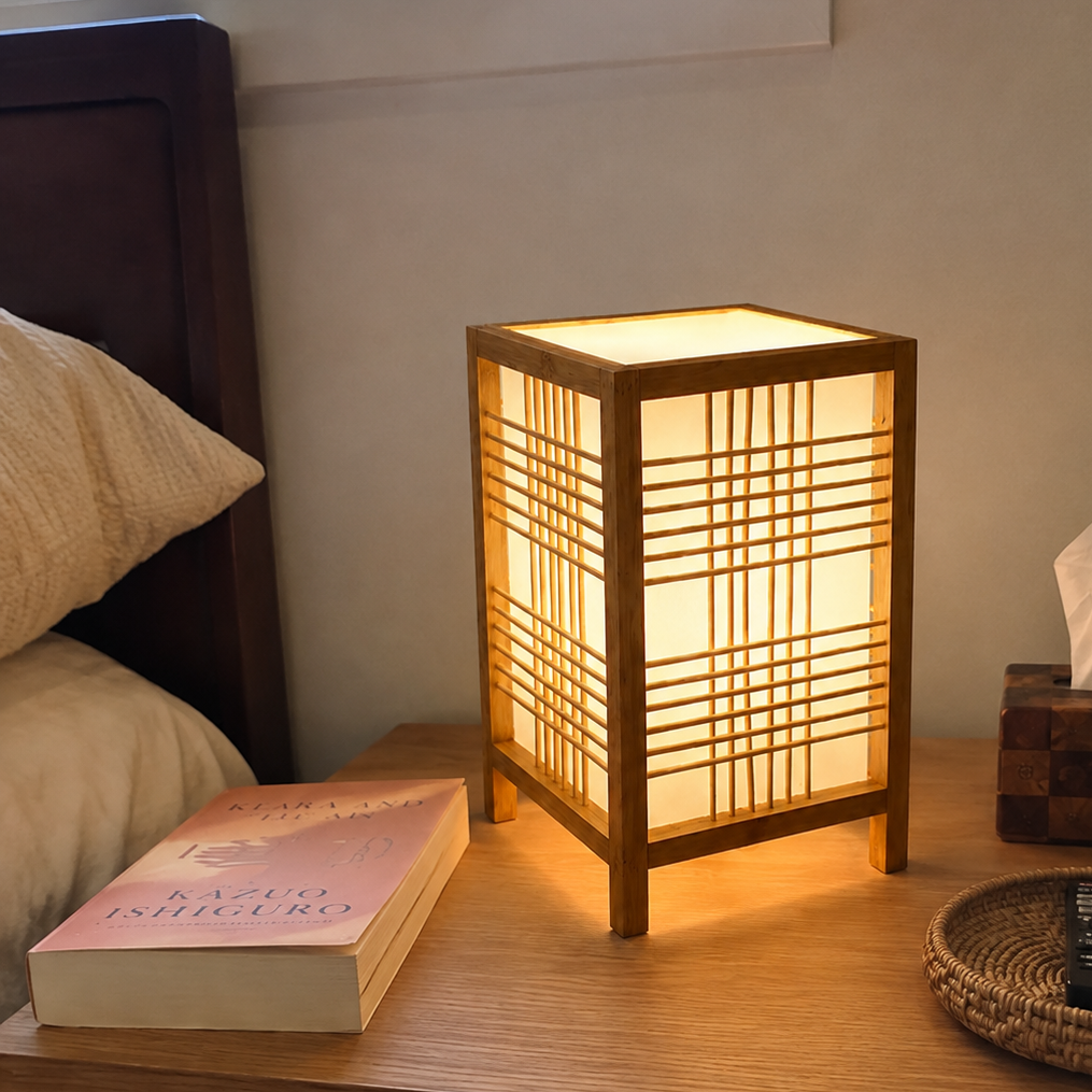 Japandi Tafellamp Met Handgeweven Bamboe En Sfeervol Licht