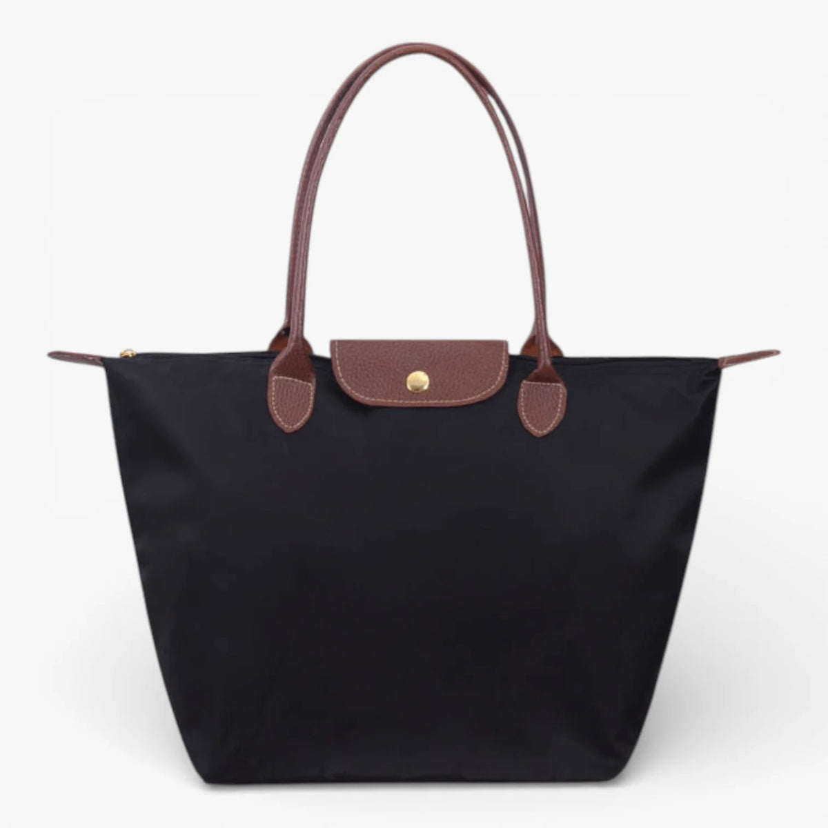 Black Tote Bag with Leather Accents