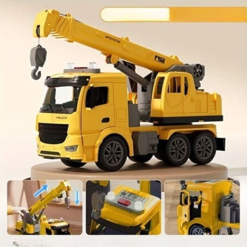 BUILDPLAY – Crane Truck Toy with Light & Sound for Creative Construction Fun
