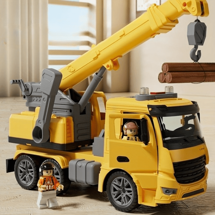 BUILDPLAY – Crane Truck Toy with Light & Sound for Creative Construction Fun
