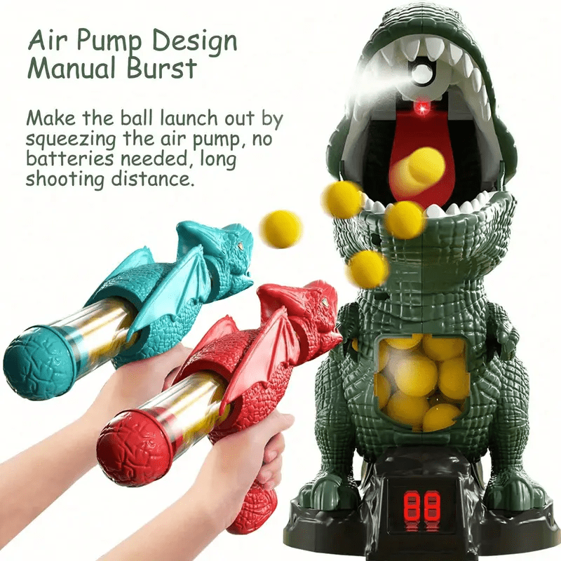 DINOPOP BLASTER – Dinosaur shooting game for children with soft foam balls & target board