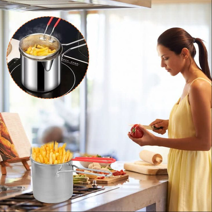 SMARTFRY POT - Stainless Steel Deep Fryer with Anti-Scald Handle and Oil-Saving Design for Safe and Efficient Cooking