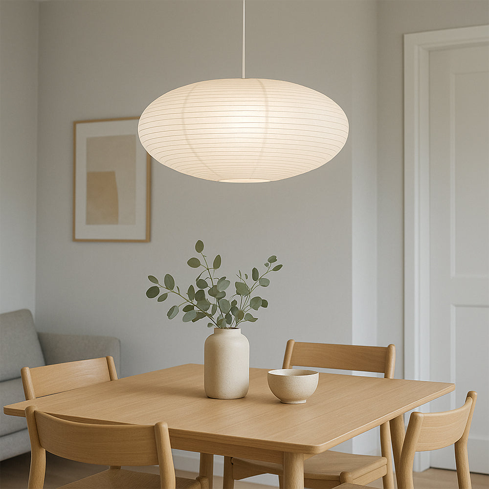 Papieren hanglamp van katoenpapier met verstelbare hoogte