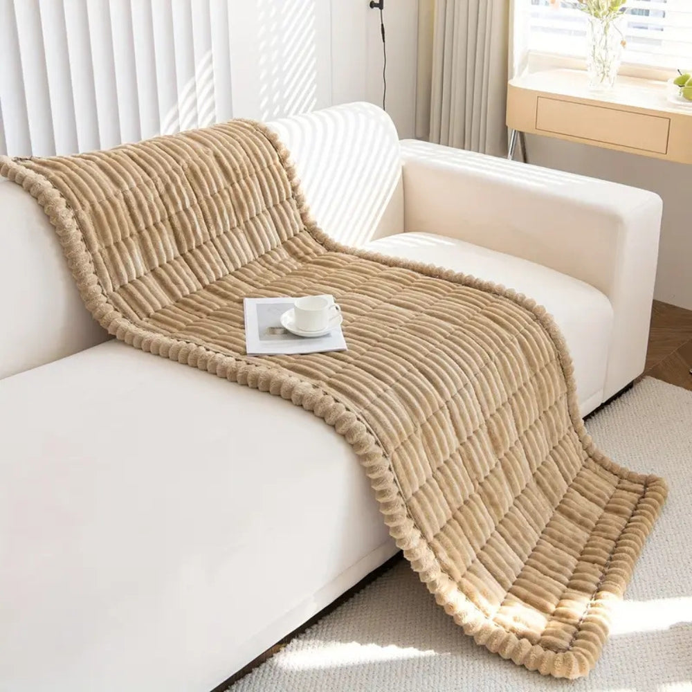 Plush Pleated Edges Sofa Cover