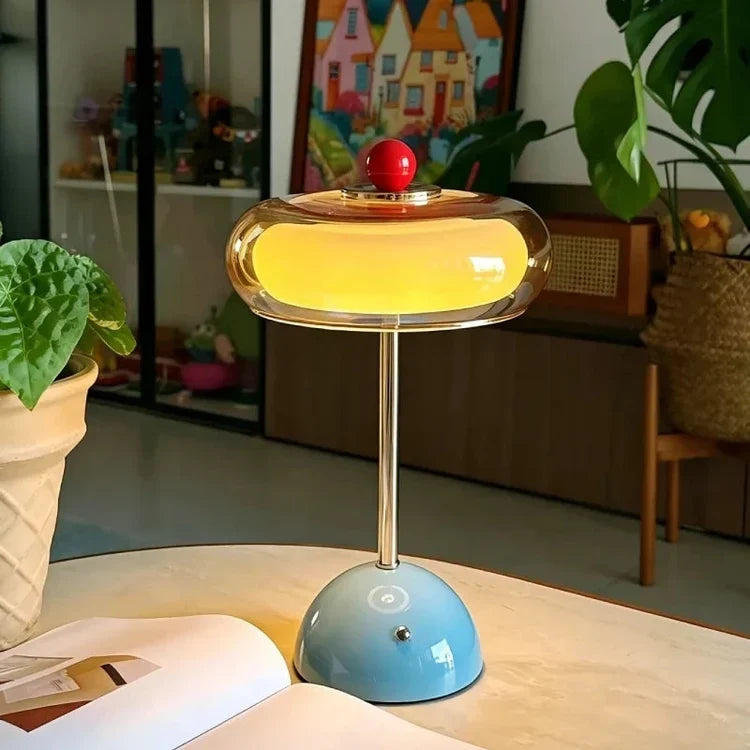Rechargeable Mushroom Glass Table Lamp