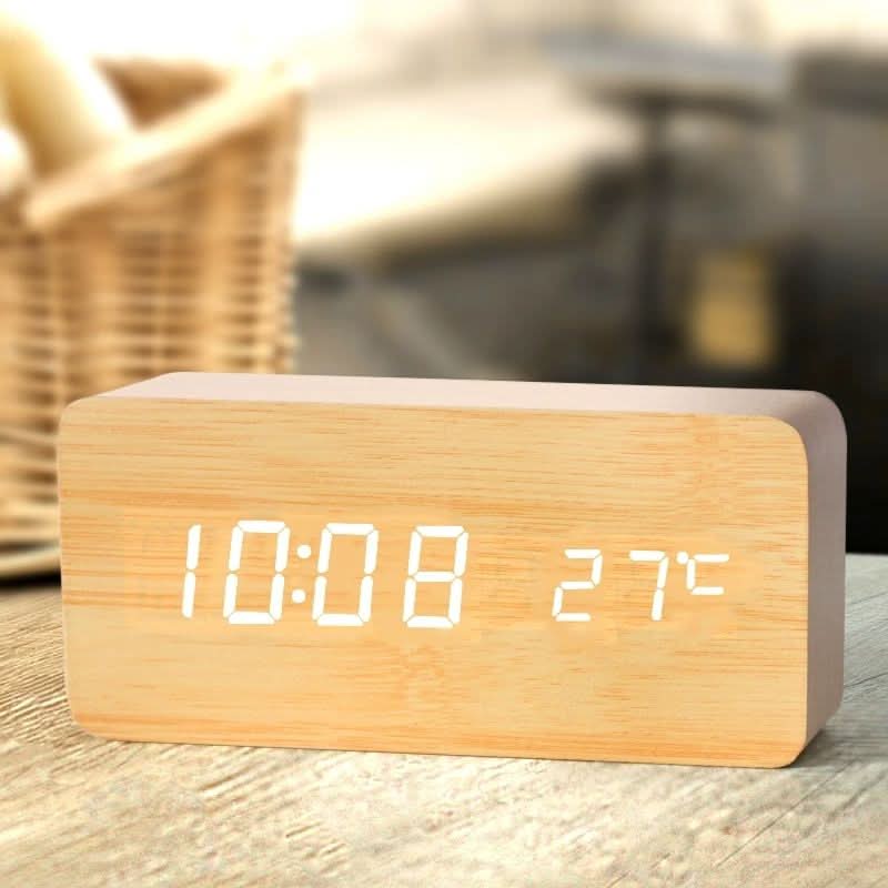 TIMBERGLOW LED Alarm Clock – Digital & Stylish in Natural Wood Design