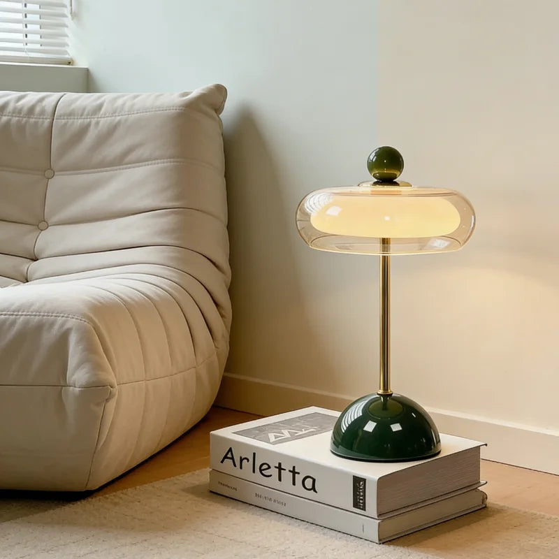 Rechargeable Mushroom Glass Table Lamp