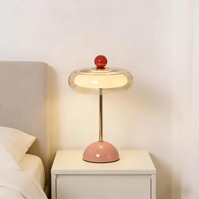 Rechargeable Mushroom Glass Table Lamp