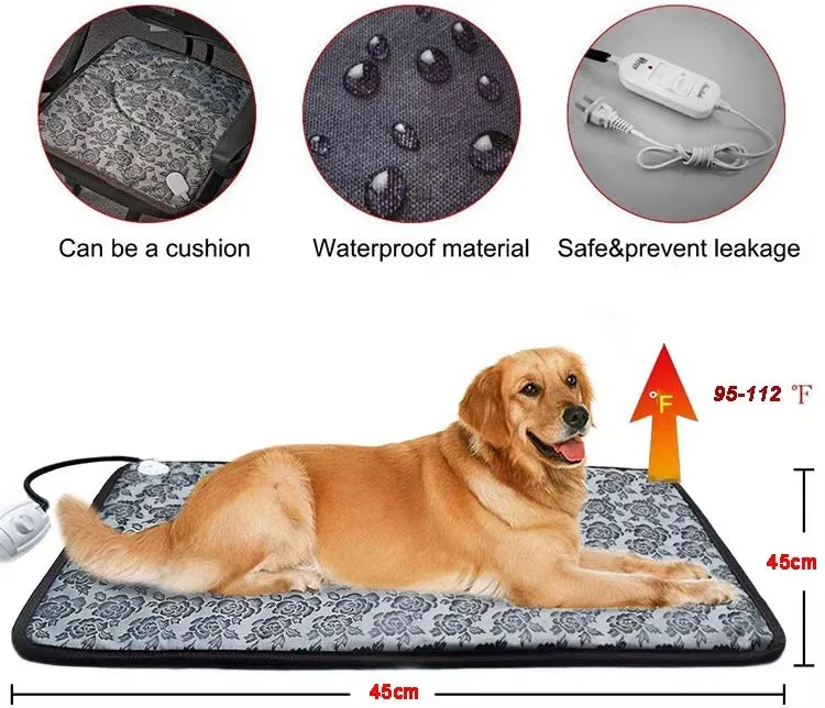 PawTherm Heizmatte für Haustiere | Temperaturkontrolle & Timer | Wasserdicht & Sicher | Für Hunde & Katzen