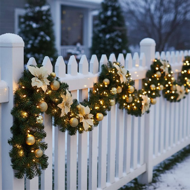 Illuminated Christmas garland made of rattan with warm-white LED lights, 2.7 m