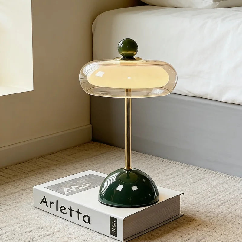 Rechargeable Mushroom Glass Table Lamp